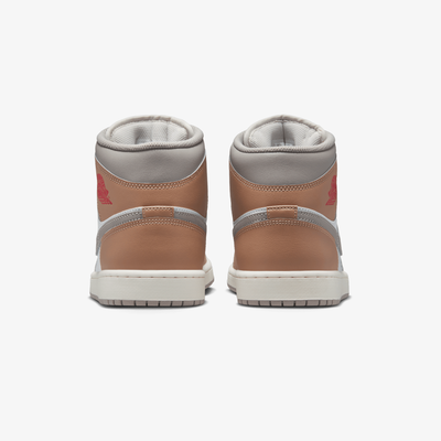 JORDAN | AIR JORDAN 1 MID { HEMP/FIRE RED-WHITE-COLLEGE GREY