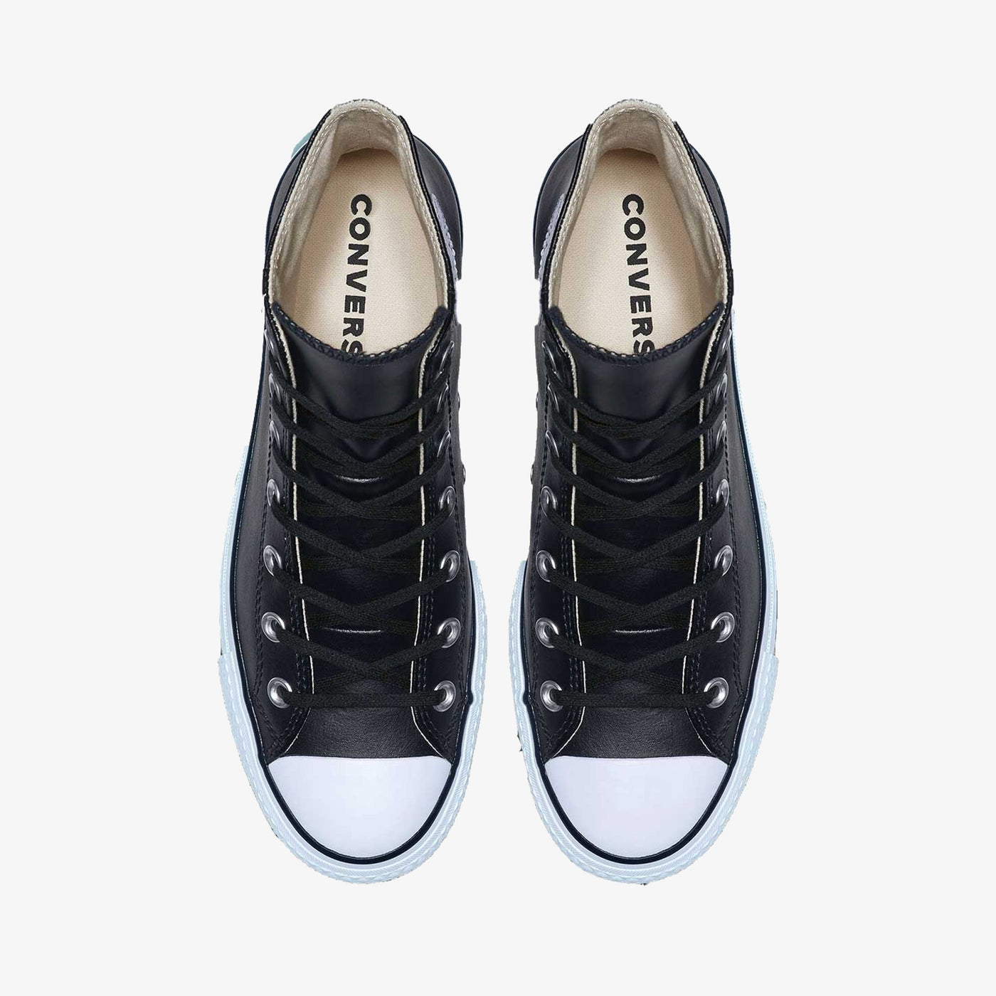 Converse | CHUCK TAYLOR ALL STAR LEATHER PLATFORM HI { BLACK/WHITE