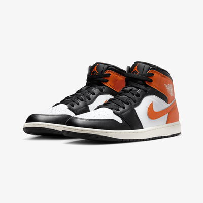 JORDAN | AIR JORDAN 1 MID { BLACK/STARFISH-WHITE-SAIL
