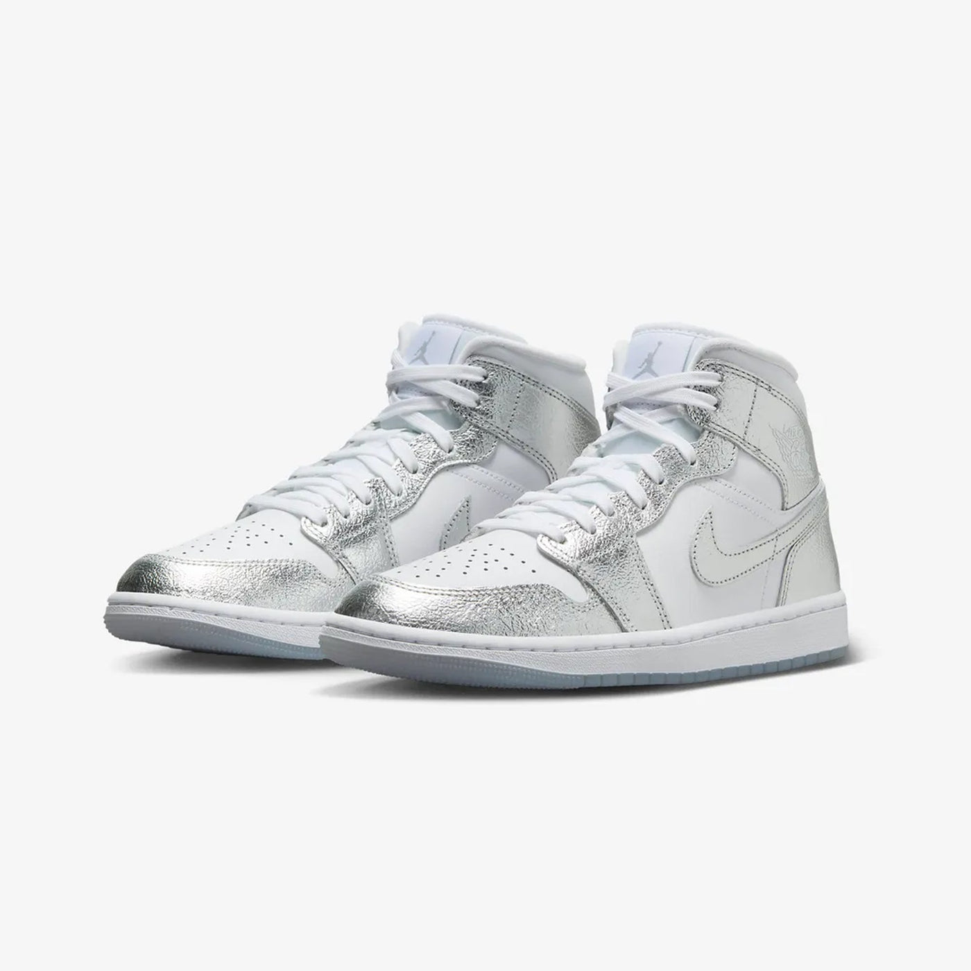 Jordan | AIR JORDAN 1 MID SE  { WHITE/METALLIC SILVER-WOLF GREY