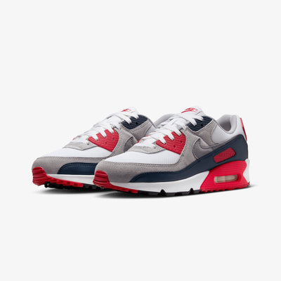 Nike | AIR MAX 90 { WHITE/COOL GREY-UNIVERSITY RED