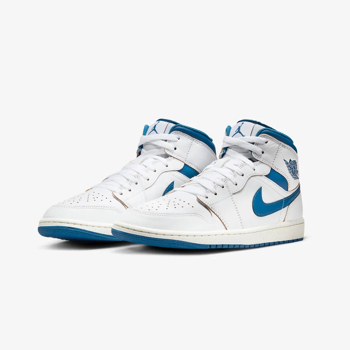 Jordan | AIR JORDAN 1 MID SE  { WHITE/INDUSTRIAL BLUE-SAIL