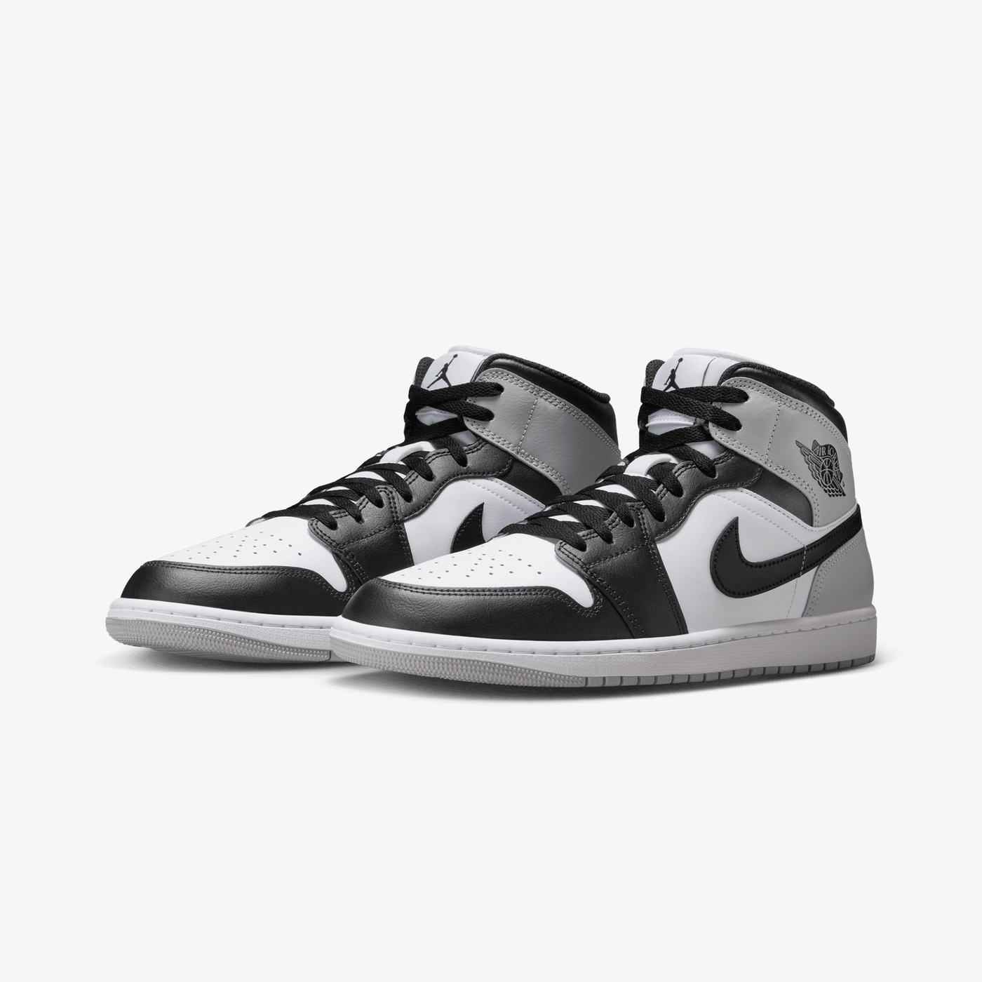JORDAN | AIR JORDAN 1 MID { WHITE/BLACK-LT SMOKE GREY