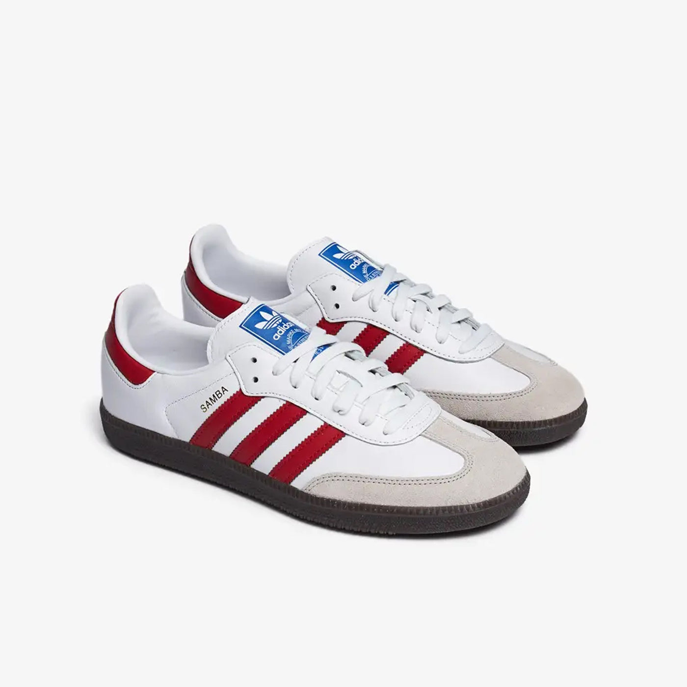Adidas Originals | SAMBA OG  { CLOUD WHITE/BETTER SCARLET/SUPPLIER COLOUR