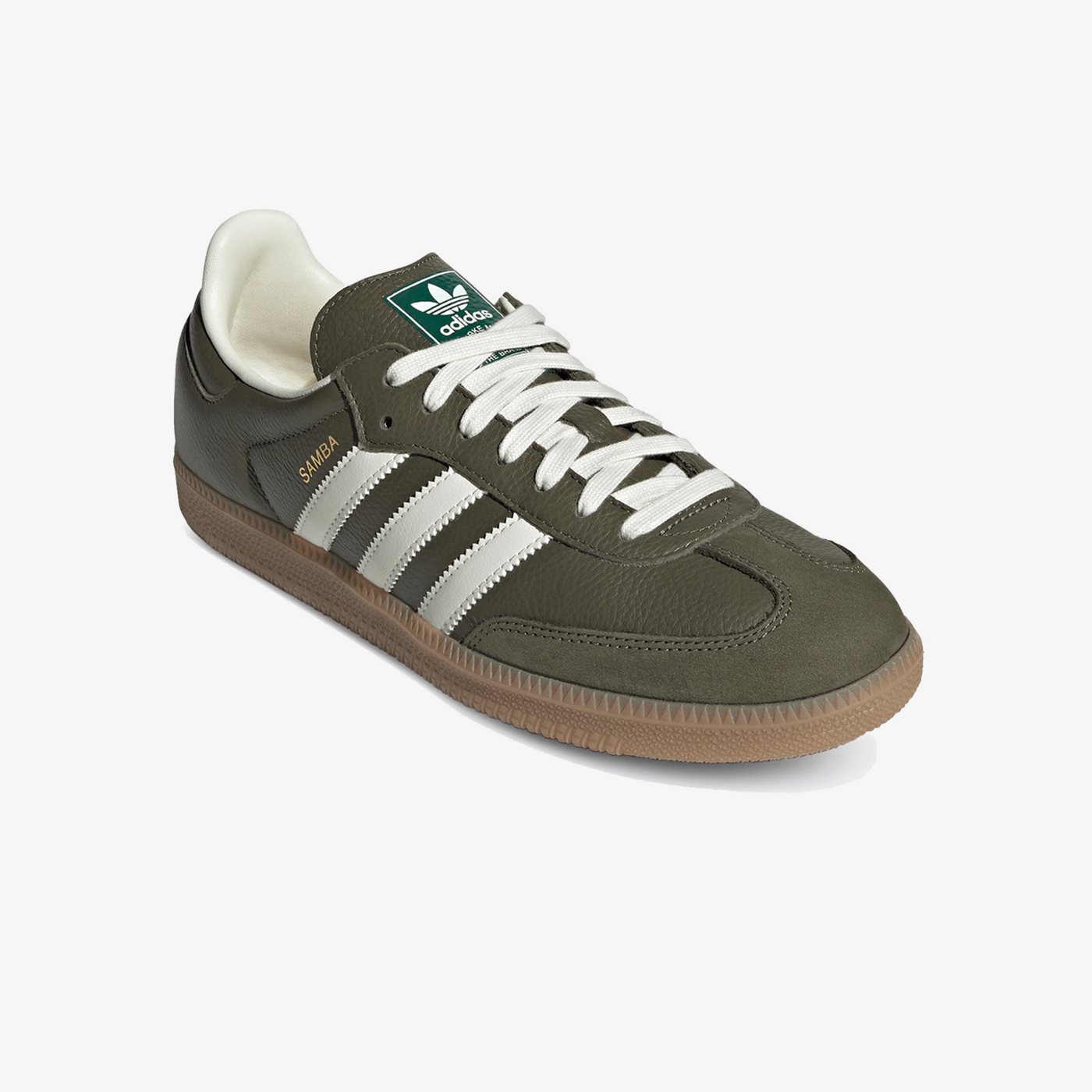 ADIDAS ORIGINALS | SAMBA OG { MEDIUM DARK KHAKI/OFF WHITE-GUM