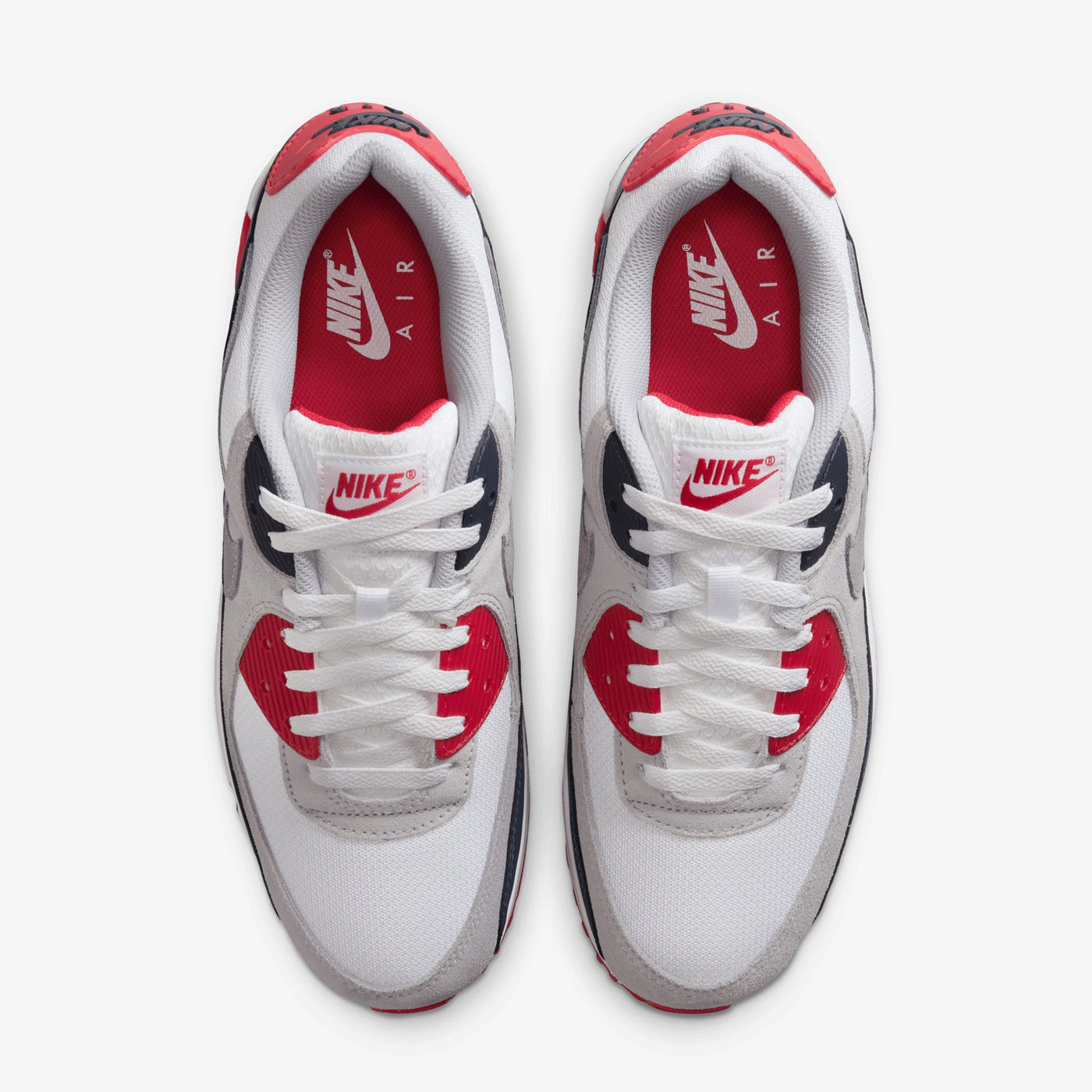 Nike | AIR MAX 90 { WHITE/COOL GREY-UNIVERSITY RED