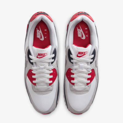 Nike | AIR MAX 90 { WHITE/COOL GREY-UNIVERSITY RED