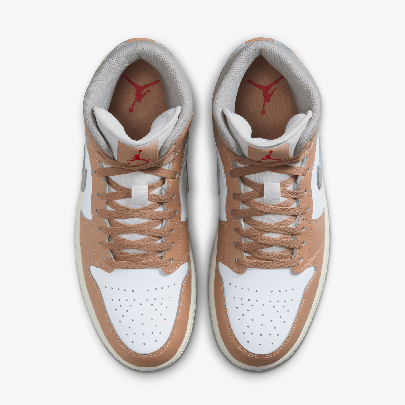 JORDAN | AIR JORDAN 1 MID { HEMP/FIRE RED-WHITE-COLLEGE GREY