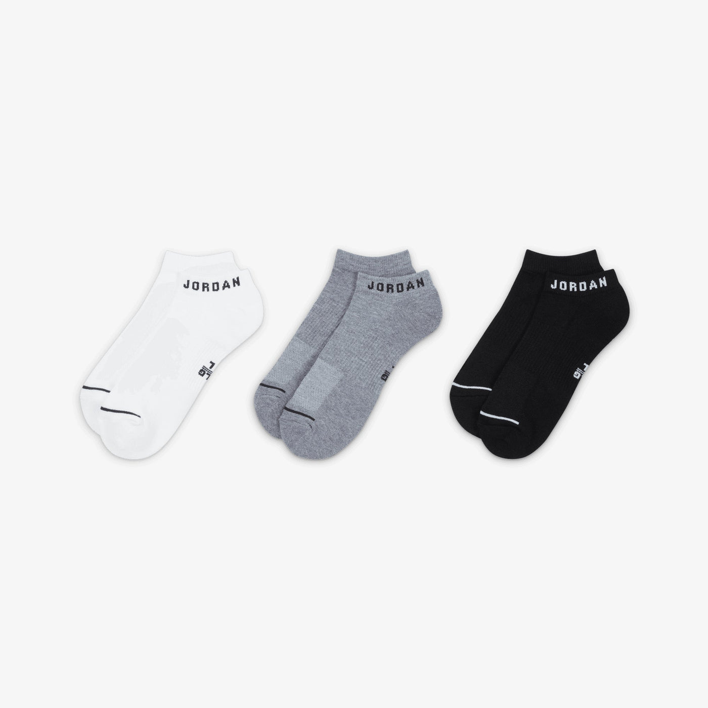 Jordan | EVERYDAY NO-SHOW SOCKS (3 PAIRS) { WHITE/GREY/BLACK