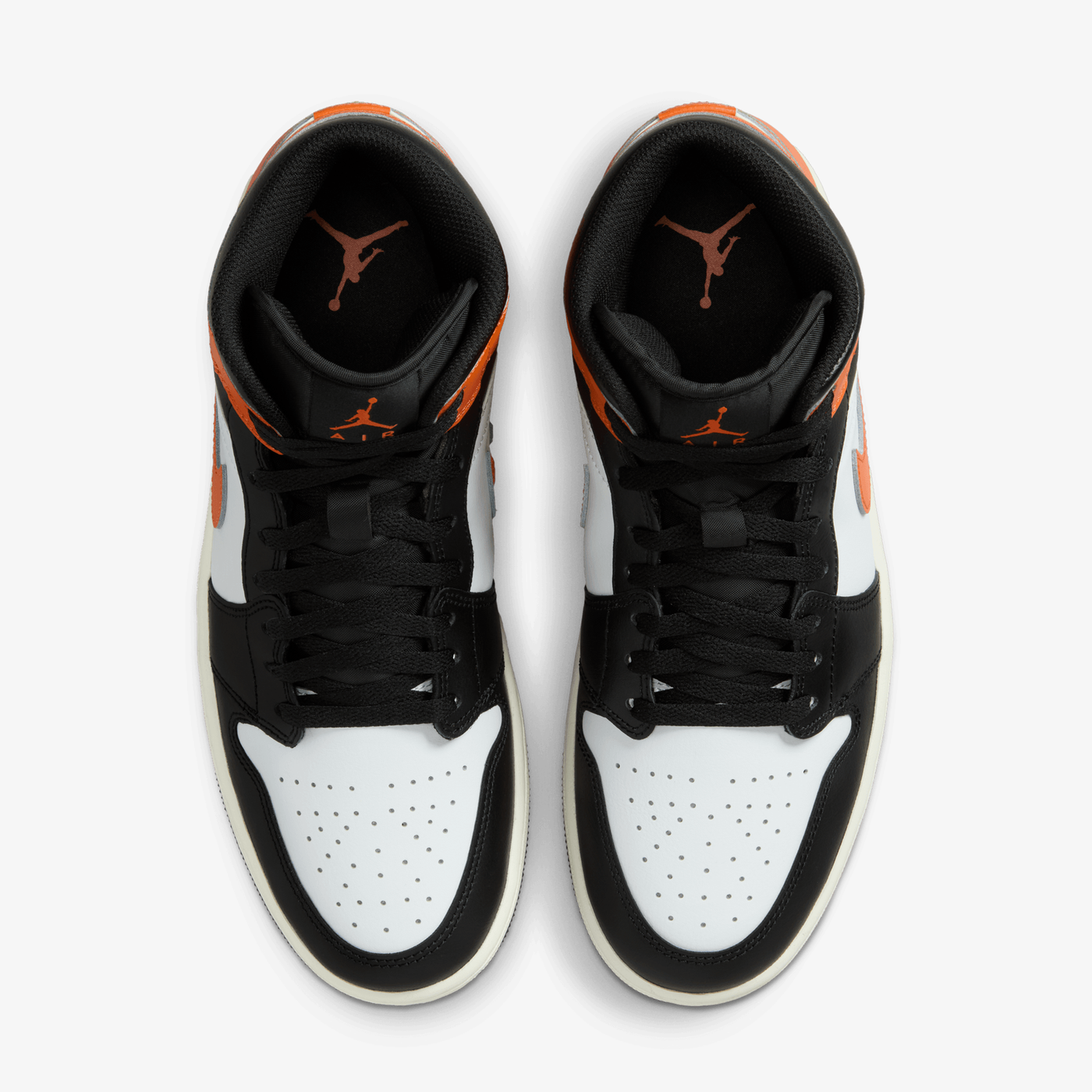 JORDAN | AIR JORDAN 1 MID { BLACK/STARFISH-WHITE-SAIL