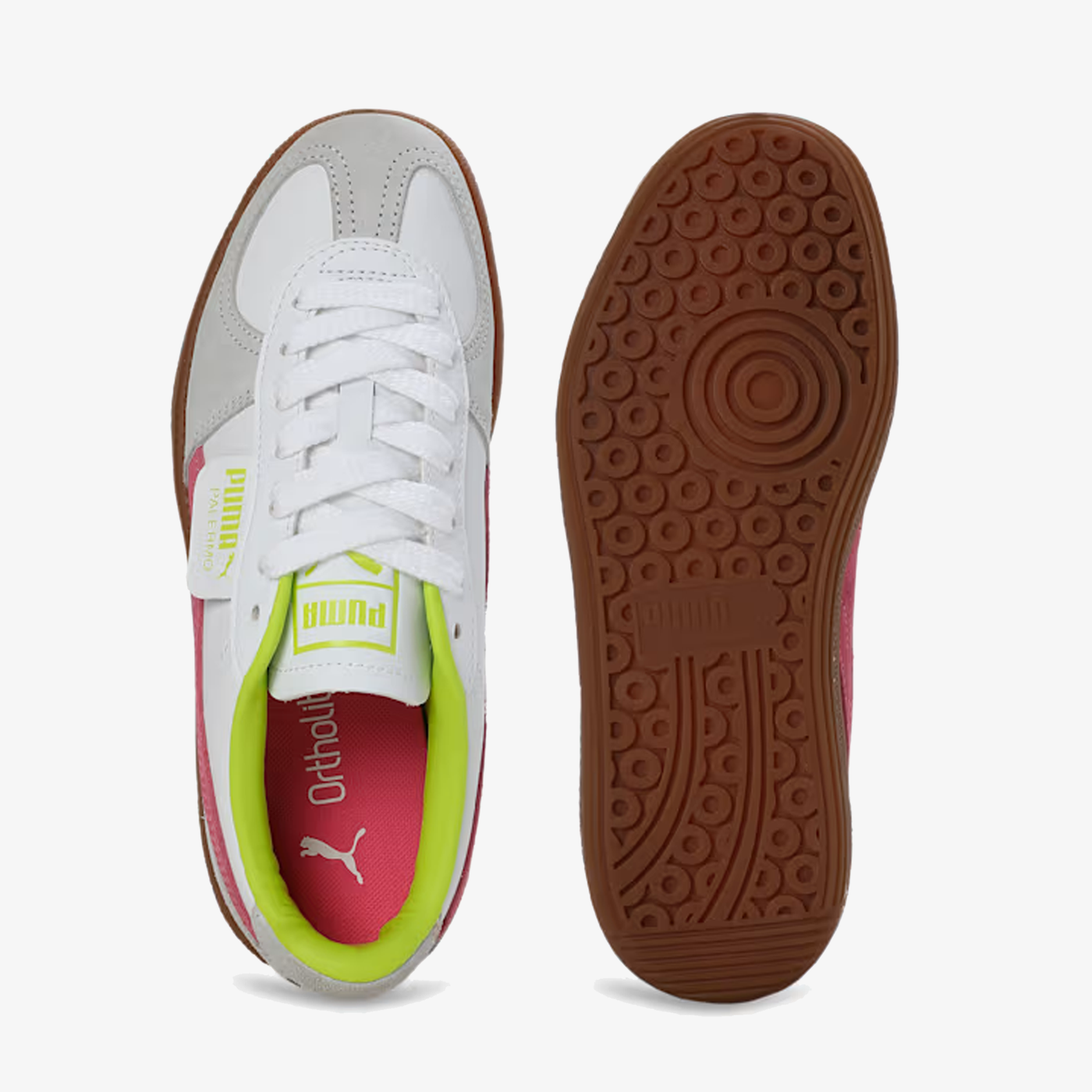 PUMA | PALERMO { WHITE/FLURO PINK PES