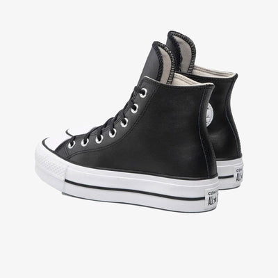 Converse | CHUCK TAYLOR ALL STAR LEATHER PLATFORM HI { BLACK/WHITE