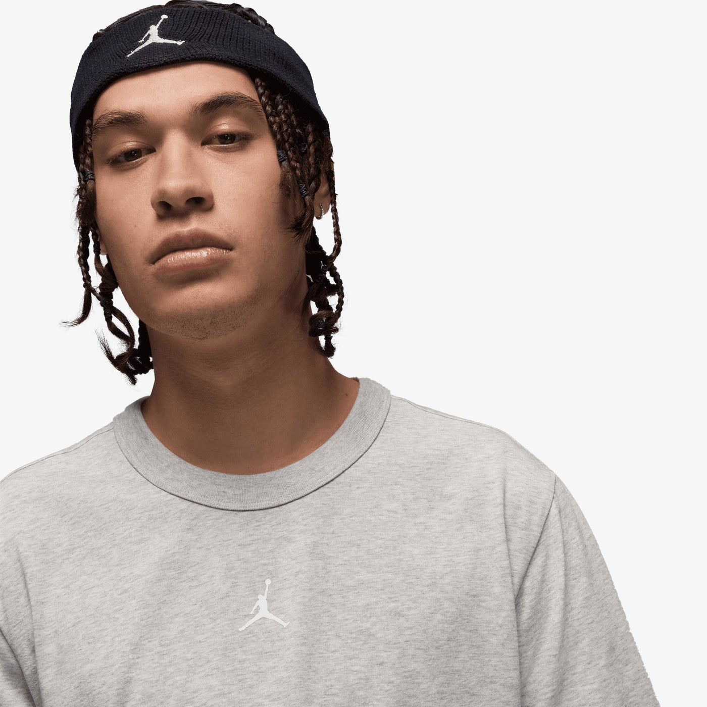 Jordan | DRI FIT SHORT-SLEEVE TOP { GREY HEATHER/WHITE