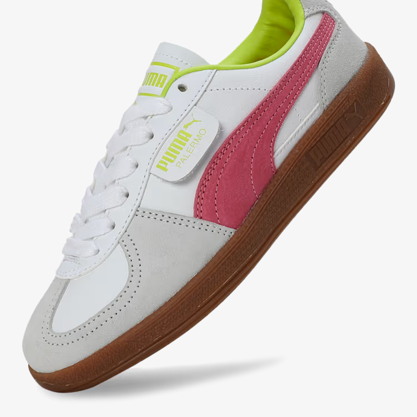 PUMA | PALERMO { WHITE/FLURO PINK PES