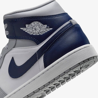 NIKE | AIR JORDAN 1 MID { WHITE/MIDNIGHT NAVY-WOLF GREY
