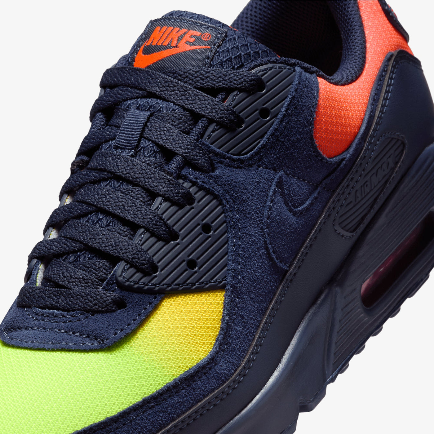 Nike | AIR MAX 90 { LEMON VENOM/BLACKENED BLUE-HYPER CRIMSON