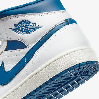 Jordan | AIR JORDAN 1 MID SE  { WHITE/INDUSTRIAL BLUE-SAIL