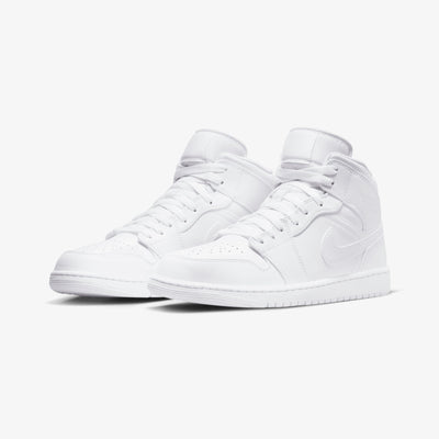 JORDAN | AIR JORDAN 1 MID { WHITE/WHITE-WHITE