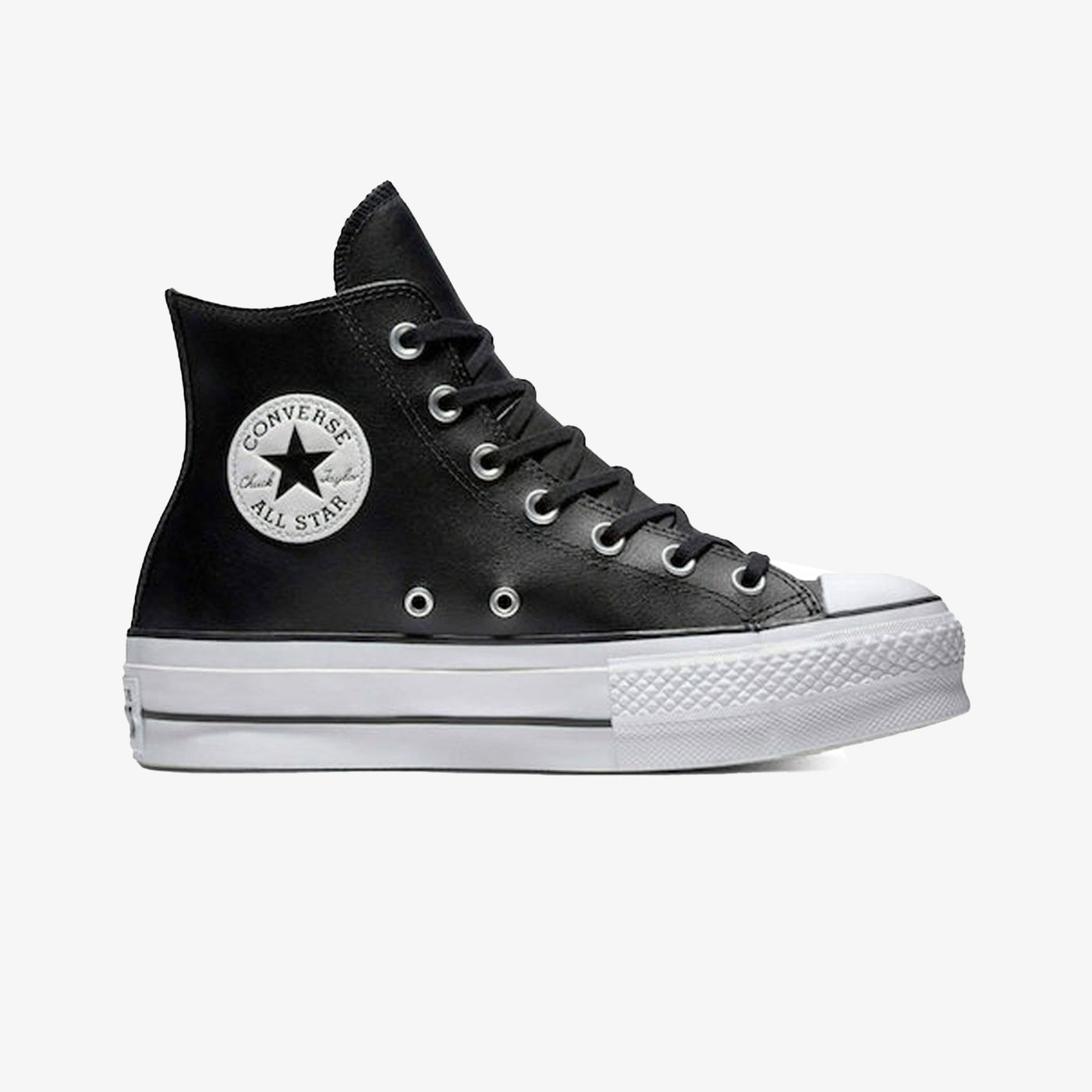 Converse | CHUCK TAYLOR ALL STAR LEATHER PLATFORM HI { BLACK/WHITE