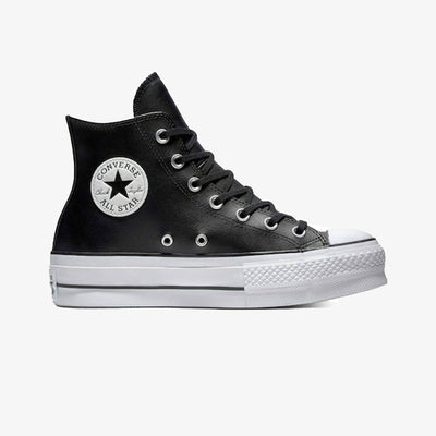 Converse | CHUCK TAYLOR ALL STAR LEATHER PLATFORM HI { BLACK/WHITE