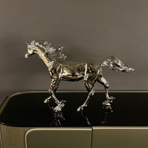 Silver Gallop Horse Sculpture